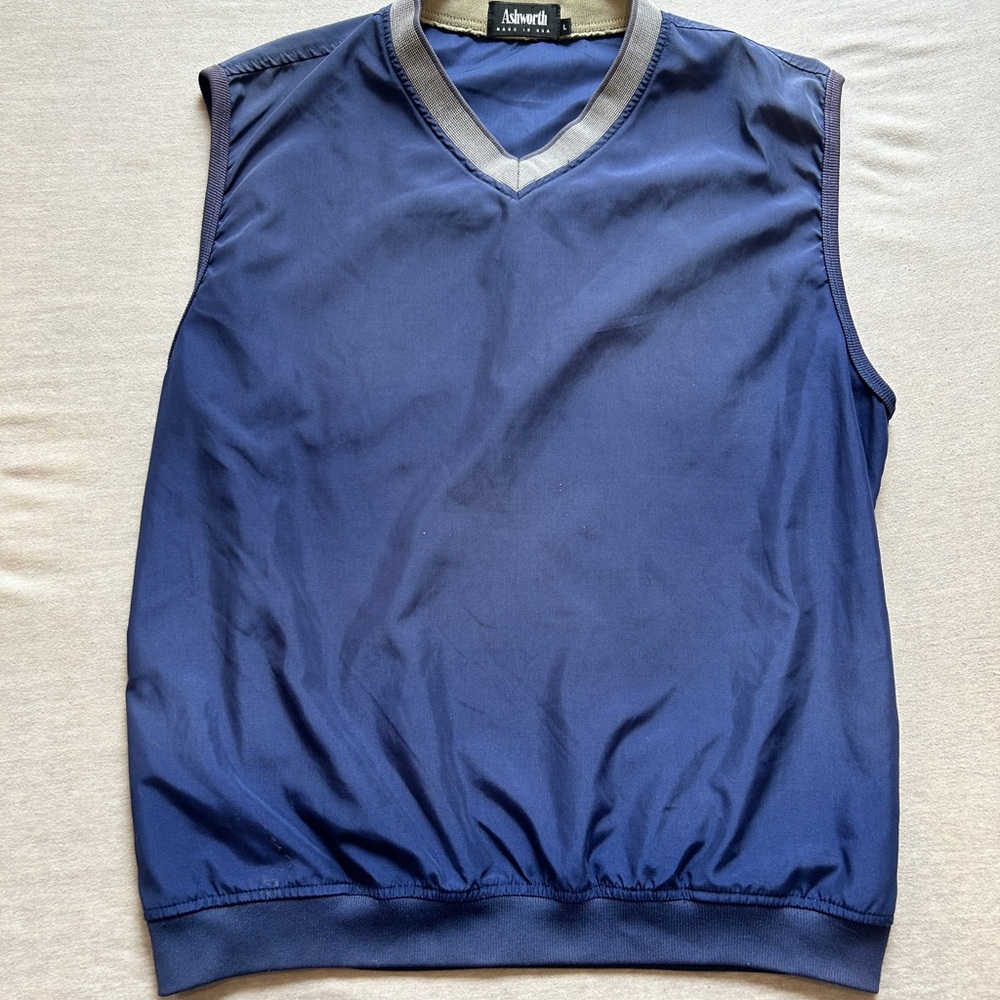 Made in USA Vintage 90s Ashworth Navy Sleeveless Vest